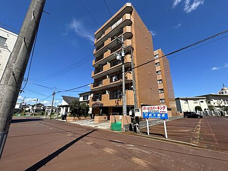 前面道路から見たマンションの様子です。