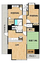 ミオスタワー 3LDKの間取図画像
