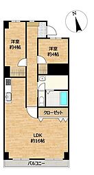 高崎セントラルハイツ 2LDKの間取図画像