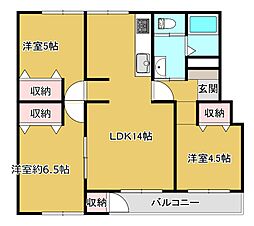 大宮七里グリーンハイツ6号棟 3LDKの間取図画像