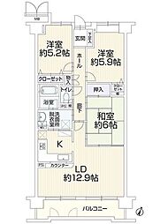 シャルマンコーポ三島B棟 3LDKの間取図画像