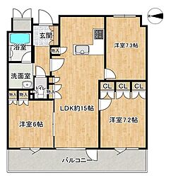 プレステ16番館伊勢 3LDKの間取図画像