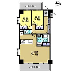 ダイアパレス雪見橋 2LDKの間取図画像