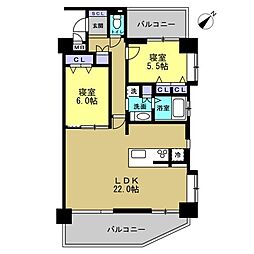 ダイアパレス御影橋 2LDKの間取図画像