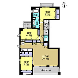 サーパス文京二丁目 3LDKの間取図画像