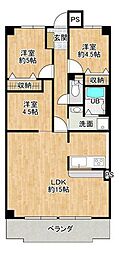 ヴェルシャトー沖野上 3LDKの間取図画像