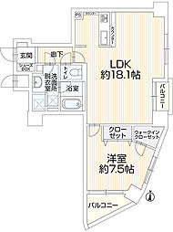 ローレルコート平和大通り 1LDKの間取図画像