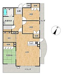 アーデント湯田ツインタワーアラ・フィーノ 3LDKの間取図画像