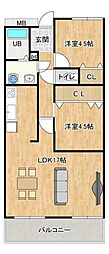藤和後田町ハイタウン 2LDKの間取図画像