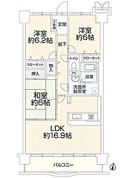 サントノーレ姫原弐番館 3LDKの間取図画像