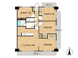 ダイアパレス若草町 4LDKの間取図画像