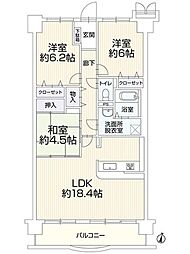 サントノーレ姫原弐番館 3LDKの間取図画像