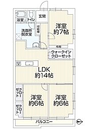 藤和城西コープ 3LDKの間取図画像