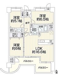アーバンパレス室見河畔 3LDKの間取図画像