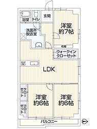 藤和城西コープ 3LDKの間取図画像
