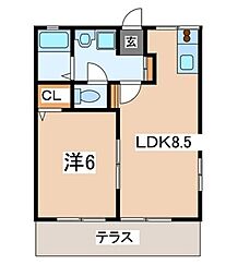 シティハイムファミールA棟 1LDKの間取図画像