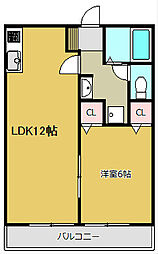 シティハイムファミールA棟 1LDKの間取図画像