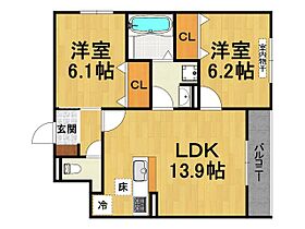 兵庫県尼崎市塚口町3丁目（賃貸アパート2LDK・2階・58.43㎡） その2