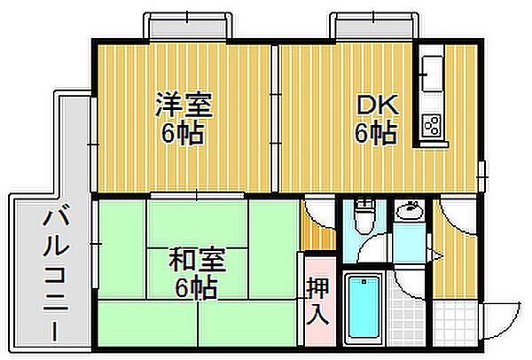 サンパレス21夙川東 ｜兵庫県西宮市室川町(賃貸マンション2DK・1階・40.00㎡)の写真 その2