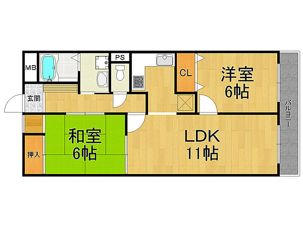 兵庫県西宮市能登町(賃貸マンション2LDK・3階・60.00㎡)の写真 その2