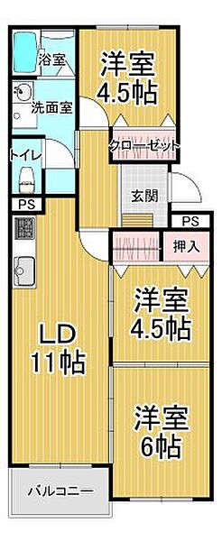 満池谷マンション ｜兵庫県西宮市満池谷町(賃貸マンション3LDK・2階・60.00㎡)の写真 その2