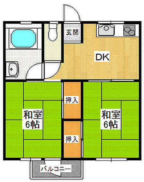 青葉ハイツ ｜兵庫県西宮市甲子園口3丁目(賃貸マンション2DK・3階・35.91㎡)の写真 その2