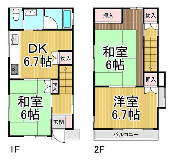 兵庫県尼崎市武庫之荘東2丁目(賃貸一戸建3DK・1階・62.72㎡)の写真 その1