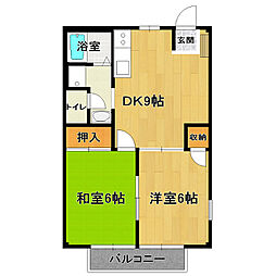 レイヒルズNo1 2DKの間取図画像