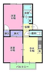 アーバン中須賀B 2DKの間取図画像