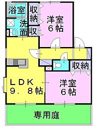 エクセレンス早島A 2LDKの間取図画像