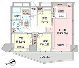 パークタワー東中野グランドエア 3LDKの間取図画像