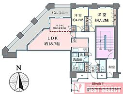 ディアマークスキャピタルタワー 2LDKの間取図画像