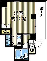 ウィンディコート ワンルームの間取図画像