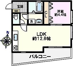 Rocky高取2 1LDKの間取図画像