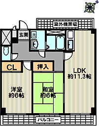 ル・シャンテM 2LDKの間取図画像