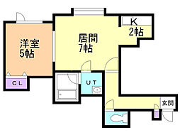パシフィックオーシャン 1LDKの間取図画像