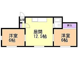 ハイツ金沢 2LDKの間取図画像