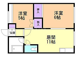 川村アパート 2LDKの間取図画像