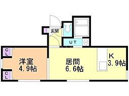 バス 中央バス花川南3−3下車 徒歩1分の賃貸マンション 2階1LDKの間取り