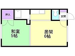 つちだマンション 1DKの間取図画像