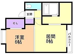 ハイムグーテ 1LDKの間取図画像
