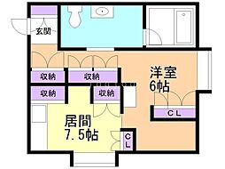 VillaGarden32 1DKの間取図画像