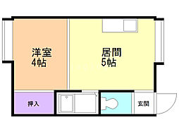 リバーサイド・コート 1DKの間取図画像