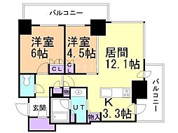 ザ・札幌タワーズイーストタワー 2LDKの間取図画像