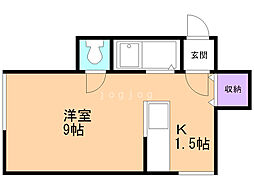 クルーズハウスキタ19ジョウ 1Kの間取図画像