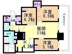 ザ・札幌タワーズウエストタワー 3LDKの間取図画像