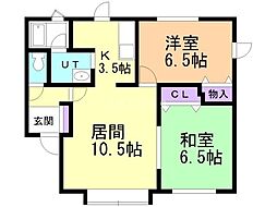 第3ライラック 2LDKの間取図画像