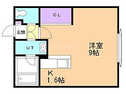 ワイズあいの里2 1Kの間取図画像