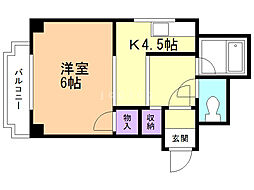 プロムナード麻生 1Kの間取図画像