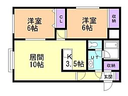クレストールN49 2LDKの間取図画像